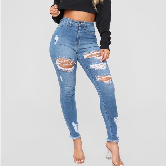 Fashion Nova Denim - FN Little Miss High Rise Distressed Jeans 🌿
